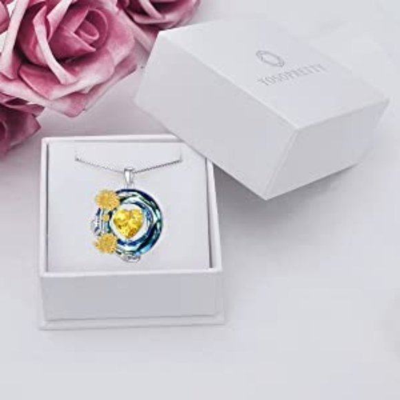Birthstone Necklace for Women 925 Sterling Silver Birth Month Flower Nec… - Picture 9 of 15